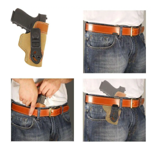 Desantis Gunhide 106NAD6Z0 Sof-Tuck Tan Suede w/Saddle Leather Top IWB fits Glock 43 Right Hand