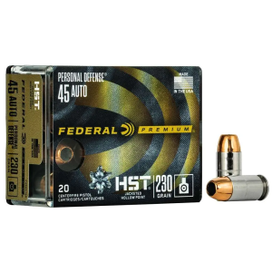 Federal P45HST2S Premium Personal Defense 45 ACP 230 gr HST Jacketed Hollow Point 20 Bx/ 10 Cs