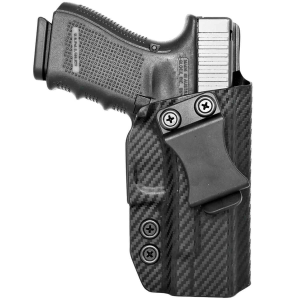 Rounded Gear GLK192332CFRHVAR Kydex IWB Black Kydex Fits Glock 19 Belt Clip Right Hand Holster