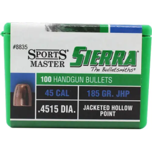 SIERRA SPORTS MASTER 45 CAL 185 GR JHP 100/BOX