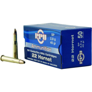 PPU PP22H Standard Rifle 22 Hornet 45 gr Soft Point (SP) 50 Bx/ 20 Cs