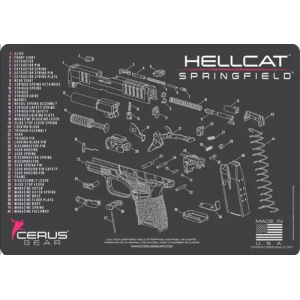 SPRINGFIELD HELLCAT SCHEMATIC PROMAT - CHARCOAL GRAY/PINK, 12 X 17