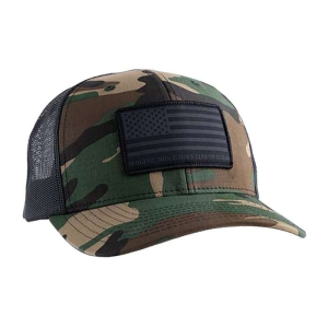 Magpul MAG1215-964 Standard Woodland Camo Adjustable Snapback OSFA Structured Woven American Flag Patch