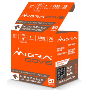 Migra Ammunitions M20LF7.5-9 Dove 20Gauge 2 3/4 1oz 7.5/9Shot 25 Per Box/10 Case