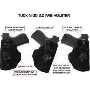 Galco TUC158B Tuck-N-Go 2.0  Black Leather IWB S&W 36,640 Ambidextrous