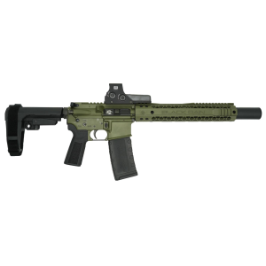 Black Rain Spec15 556 NATO 30rd 105 Barrel Integrated Aris Supressor OD Green Pistol w Eotech  Streamlight