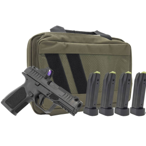 Battle Hawk Armory Rost Martin RM1C Comp, 9mm, 4 Comp'd Barrel, 4 Magazines, Viridian RFX11 Green Dot, Black, Pistol