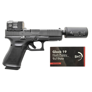 BT Hush Puppy Glock 19 Complete Kit w Acro Red Dot Threaded Barrel Suppressor 100rds Ammo