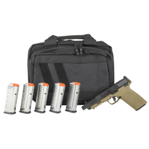 Battle Hawk Armory Smith & Wesson M&P 5.7 Bundle, 5.7x28mm, 5 Barrel, 6- 22rd Magazines, Optics Ready, Black/FDE, Savior Pistol Case, Pistol