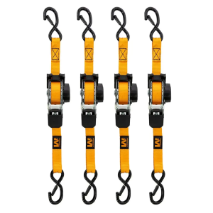 1X10 RETRACTABLE RATCHET STRAPS ORANGE 4 PACK