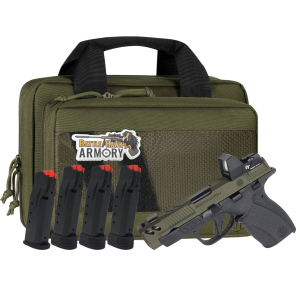 Smith  Wesson PC Bodyguard 20 Carry Comp 380acp 31 Ported Barrel w Thumb Safety OD Green  Black Slide Pistol Bundle w 4 Magazines Savior Bag Optic Cut  CT Rad Green Dot