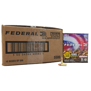 Federal Target .22 LR 36gr Copper Plated Hollow Point CDHP Rimfire Ammo 5500 RD CASE - Federal
