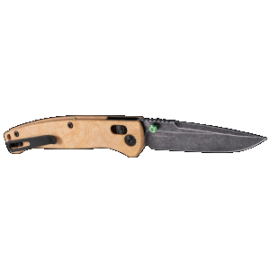 Hogue 24459 Mysto 3.40 Folding Clip Point Plain Black Stonewashed CPM MagnaCut Steel Blade, Maple Valley Richlite Wood Handle