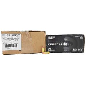 FEDERAL BLACK PACK 10MM AUTO 180 GRAIN FULL METAL JACKET AMMUNITION 600 rd CASE (4x150rd Boxes) - Federal