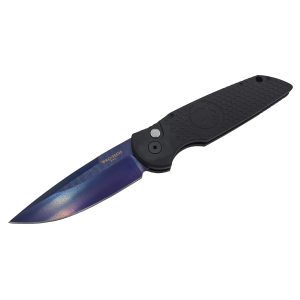 Nighthawk Custom Limited Protech TR-3, Black & Sapphire Blue, Pearl Release Button Knife