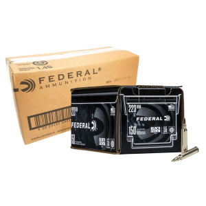 FEDERAL BLACK PACK 223 REM 55 GRAIN FULL METAL JACKET AMMUNITION 600rd CASE (4x150rd Boxes) - Federal