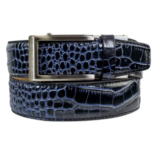 Nexbelt Cayman Embossed Leather Dress Belt, 1 3/8 Wide, Up to 45 Waist, Black & Blue - Nexbelt