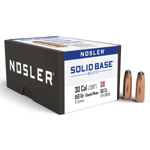 Nosler 38058 Solid Base  30Cal 150gr Round Nose 50CT