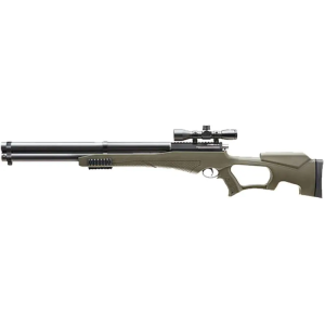 Umarex USA 2252660 Air Saber Combo PCP Umarex Straight Flight Technology Arrows 1rd Black Green Fixed Thumbhole Stock Axeon Optics 4x32mm