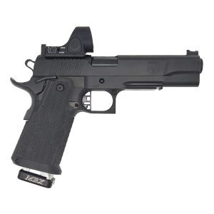 Accuracy X Gunfighter Pro 9mm 5 Barrel 117rd Magazine Optic Ready CarbonPoly Grip Flat Trigger w Trijicon SRO 5 MOA Pistol