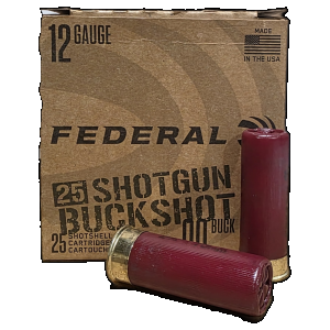 Federal Shotgun Buckshot 12ga 2.75, 00 Buck 9 Pellets, 1325fps, 25rd Box