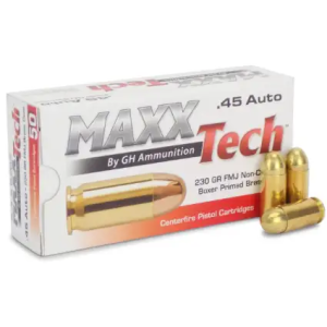 MAXX TECH 45ACP FMJ BOXER PRIMED 230GR 50RD/BOX 10 BOX PER CACSE