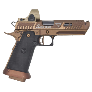 USED Taran Tactical Innovations JW4 PV Sand Viper 9mm 5 Compd Barrel 3 Magazines w Trijicon SRO 25 MOA Red Dot Pistol