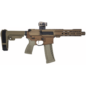 CMMG MK4 22LR 45 25RD  ZEROED 22LR SUPPRESSOR FDE  BRONZE PISTOL w SIG RED DOT