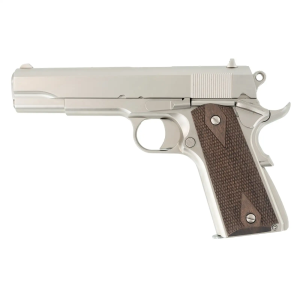 Tisas USA 1911 38 Super 5 Nickel Finish Walnut Grips Dual Barrel 2Mag Pistol