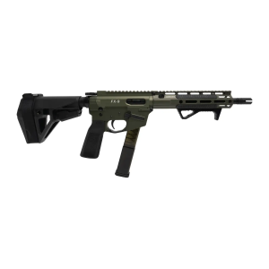 Freedom Ordance FX9P10E-ODG FX9P Elite 9mm Luger 10 Black Nitride Threaded Barrel, OD Green Anodized Aluminum Receiver w/Picatinny Rail, M-LOK Handguard, Black Polymer SB Tactical SBA5 Brace, Black P