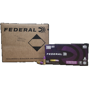 Federal Syntech Training Match Subsonic 9mm, 147gr Syntech Jacket Flat Nose, 500rd Case