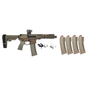 CMMG MK4 22LR 45 25RD  ZEROED 22LR SUPPRESSOR FDE  BRONZE PISTOL w RED DOT 5x MAGS ANTI BOUNCE FRT KIT