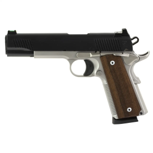 Tisas USA 1911 45ACP 5 Stainless Steel Frame Wood Grips Fiber Optic 2-8rd Pistol
