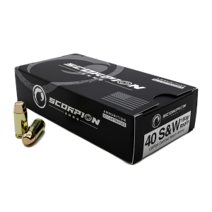 Scorpion Ammo Competition 40SW 180gr RNFP USPSA Match Certified Ammunition 50 rd Box