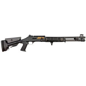 Orthos Raider S4 Pew View Elite 12 GA 18.5 Barrel SHOCK FORCE FIBERTRON LED Topo Engraved Black Shotgun