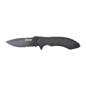 RUKO RUK0182SBBK  440C 3-1/4SERRATED FOLDING BBPS