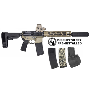 VKTR VK1P 556mm 105 CHF Barrel Grey  FDE Mashup w Disruptor FRT Installed 3x 30rd 1x 60rd Magazines Pistol Duty Kit w Fireteam556 Suppressor  Eotech Sight