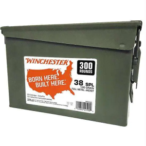 Winchester Ammo WW38C USA  38 Special 130 gr Full Metal Jacket (FMJ) 300 Can/ 2 Cs