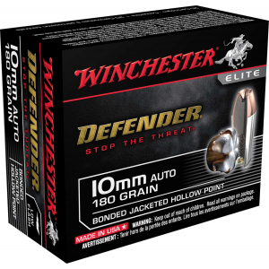 Winchester Ammo Defender 10mm Auto 180 Gr Bonded Jacket Hollow Point 20rds