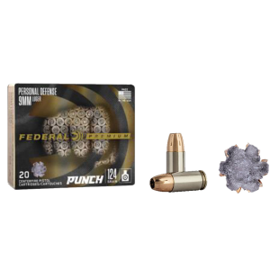 Federal PD9P1 Premium Punch  9mm Luger 124 gr Jacketed Hollow Point (JHP) 20 Bx/ 10 Cs