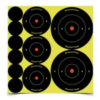 Birchwood Casey 34608 Shoot-N-C Variety Pack Self-Adhesive Paper Bullseye Yellow Target Paper w/Black Target & Red Accents 132 Targets
