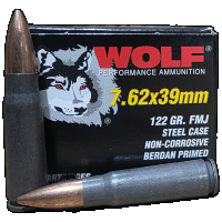 Wolf Steel Case Non-Corrosive 7.62x39mm, 122gr FMJ, 20rd Box