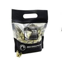 Scorpion Ammo Competition 9mm 124gr RN USPSA Match Certified 200 rd Go Bag