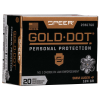 Speer Ammo 23617GD Gold Dot Personal Protection 9mm Luger +P 124 gr Hollow Point (HP) 20 Bx/ 10 Cs