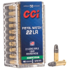 CCI 0051 Competition Pistol Match .22 LR 40 Gr Lead Round Nose (LRN) 50 rd Box