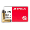 Sellier &amp; Bellot SB38A Handgun  38 Special 158 gr Lead Round Nose (LRN) 50 Bx/ 20 Cs