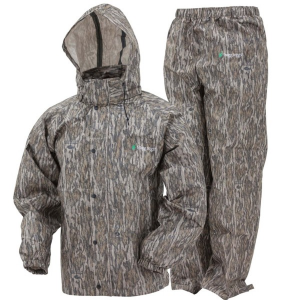 Men's Frogg Toggs Classic All-Sport Rain Pants and Hunting Rain Jacket Large Mossy Oak Bottomland