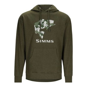 Men's Simms Bass Fill Fishing Hoodie Medium Military Heather