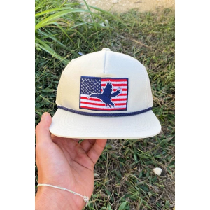 Men's Burlebo American Flag Duck Hunting Adjustable Hat Off White
