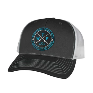 Men's What The Fin Fishing Team PVC Patch Snapback Hat One Size Charcoal/White